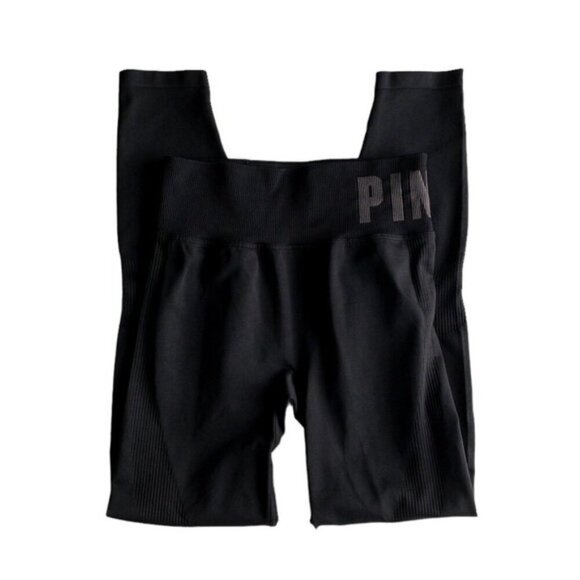 Pink Active Victoria's Secret Black Tights Active Leggings Spandex Womens Small - Picture 1 of 9